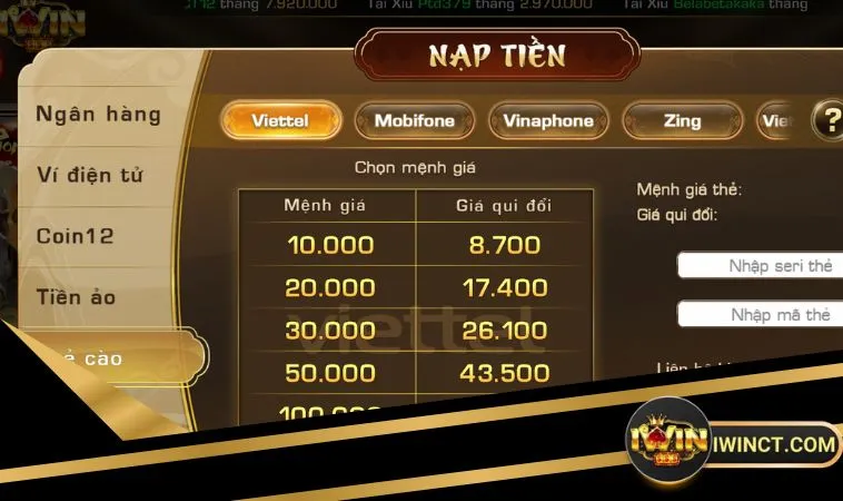 Anh em nạp tiền iWin qua thẻ cào cần nắm rõ bảng quy đổi mệnh giá Anh em nạp tiền iWin qua thẻ cào cần nắm rõ bảng quy đổi mệnh giá