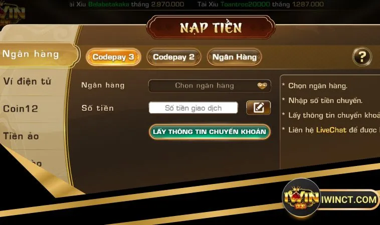 Ngoài việc nạp tiền iWin qua ngân hàng anh em có thể áp dụng nhiều phương thức khác Ngoài việc nạp tiền iWin qua ngân hàng anh em có thể áp dụng nhiều phương thức khác